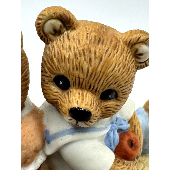 Home Interiors Gifts Picnic Bears Figurine #1421 Spring Summer Outdoors Vintage - Picture 6 of 10